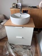 IKEA Wastafelmeubel met wastafel - Wit met Hout, Ophalen, Minder dan 50 cm, Gebruikt, Minder dan 100 cm