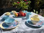 Vintage Ornamin servies pastel blauw en geel (Melanine), Huis en Inrichting, Keuken | Servies, Overige materialen, Gebruikt, Verzenden