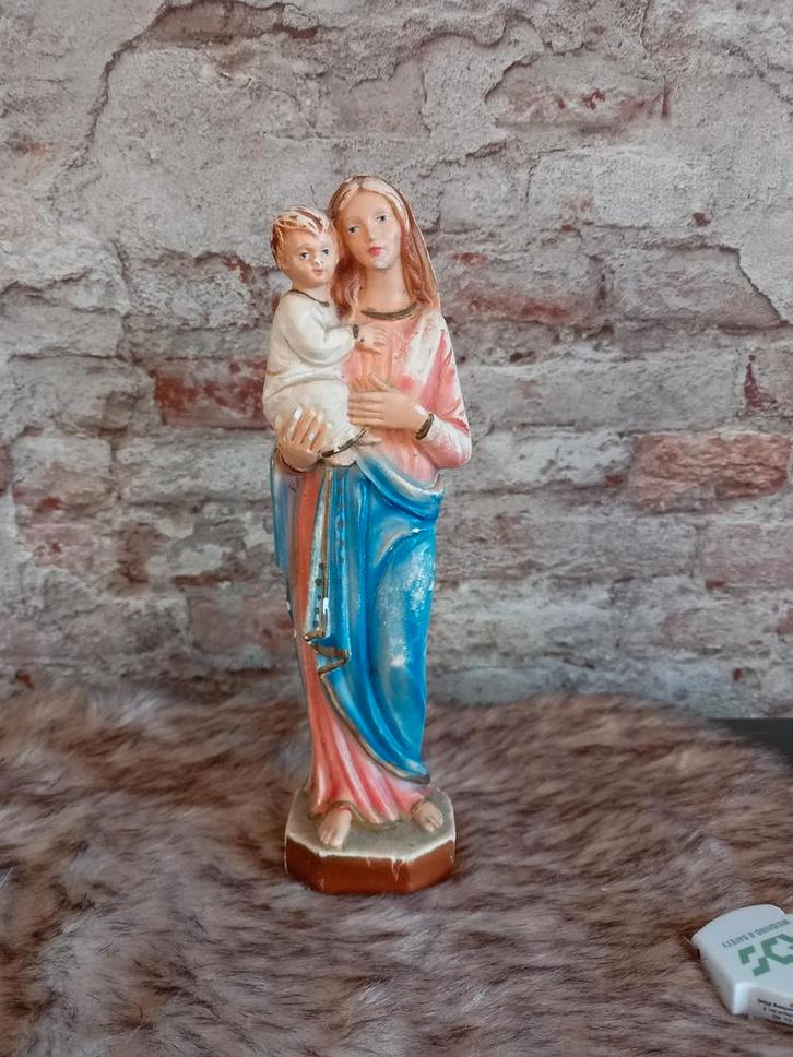Antiek brocant Mariabeeld met Jezus, Antiek en Kunst, Antiek | Religie, Ophalen of Verzenden