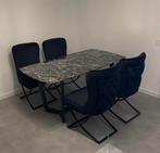 Eettafel marmer met stoelen, Huis en Inrichting, Complete eetkamers, 4 tot 6 stoelen, Zo goed als nieuw, Ophalen