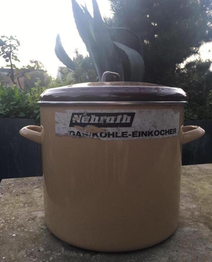 Emaille ketel XL pan NAHRATH gas kochle einkocher met deksel, Huis en Inrichting, Keuken | Potten en Pannen, Zo goed als nieuw
