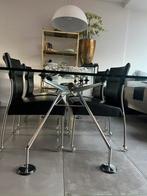 4X JORI DESIGN ZWART LEREN EETKAMERSTOELEN EETKAMER STOELEN, Zwart, Ophalen of Verzenden, Zo goed als nieuw, Metaal