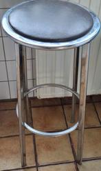 Krukj/werkkruk/atelier kruk.  Verchroomd/leer.  76 cm., Ophalen, Zo goed als nieuw, Staal