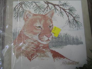NIEUW, Compleet borduurpakket Puma.Nature´s window. Ook DMC beschikbaar voor biedingen