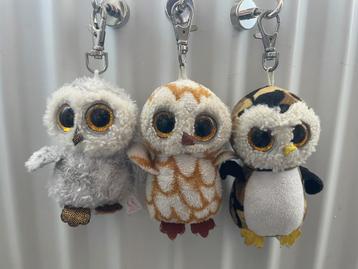 3 Ty Beanie Boo sleutelhanger uiltjes: glitteroogjes beschikbaar voor biedingen