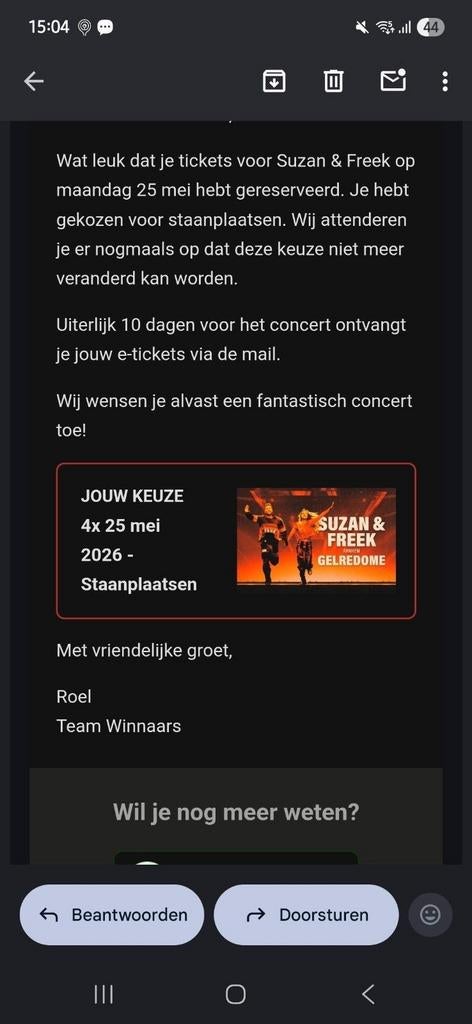 Te koop 4 tickets van suzan en freek! 25 mei, Drie personen of meer, Mei