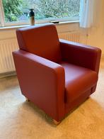 Rode leren fauteuil in nieuwstaat, Huis en Inrichting, Fauteuils, Ophalen, Zo goed als nieuw, Leer, 75 tot 100 cm