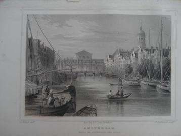 012 / Amsterdam Achterzijde van de Beurs Staalgravure 1860 beschikbaar voor biedingen