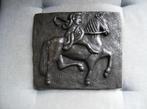 BRONZEN PLAQUETTE "HUNTSMAN ON HORSEBACK" GOOSE ST, Antiek en Kunst, Ophalen of Verzenden