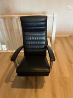 Prachtige blauw leren relaxstoel, Huis en Inrichting, Fauteuils, Minder dan 75 cm, Leer, Zo goed als nieuw, 50 tot 75 cm