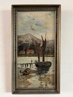 Olieverf op hout schilderij antiek werk, Antiek en Kunst, Ophalen of Verzenden