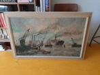 groot vintage olieverf schilderij Haven Rotterdam Amsterdam?, Antiek en Kunst, Ophalen