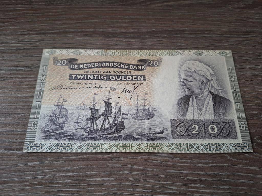 Vrijwel UNC biljet 20 gulden Emma, 1941, Ophalen of Verzenden, 25 gulden