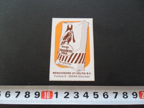 sticker Maarssen Mengvoeder UT-DELFIA BV UTD Paarden biks, Verzamelen, Stickers, Zo goed als nieuw, Bedrijf of Vereniging, Ophalen