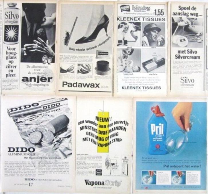 Advertenties reclames uit 1966 - Schoonmaakartikelen, Verzamelen, Merken en Reclamevoorwerpen, Gebruikt, Overige typen, Verzenden