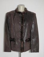 Donkerbruin leren jasje met echt minkbont van Leather-Sound, Verzenden