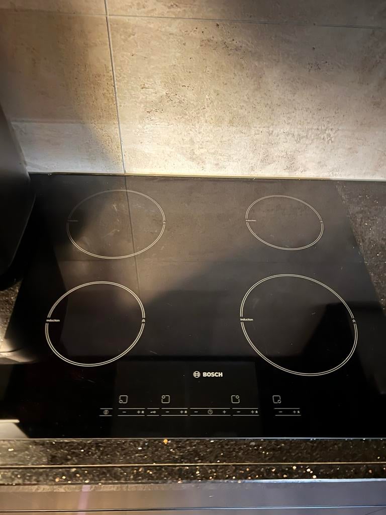 Bosch Inductie Kookplaat - 59x52 cm, Witgoed en Apparatuur, Kookplaten, Gebruikt, Inbouw, Inductie, 4 kookzones, Ophalen of Verzenden