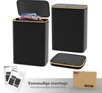 Wasmand 3Vakken 140L-57x37x75cm-Opvouwbare Wasmand met Dekse, Ophalen of Verzenden, Nieuw, Zwart, Handdoekenrek