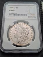 Dollar 1880 New Orleans AU58 morgan dollar united states, Ophalen of Verzenden, Noord-Amerika, Losse munt, Zilver