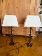 Twee fraaie hoge houten tafellampen jaren zeventig, Minder dan 50 cm, Gebruikt, Ophalen of Verzenden, Hout