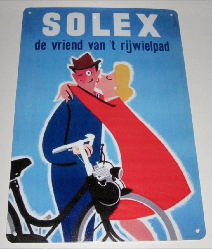 SOLEX : Metalen Bord SOLEX - De vriend van 't rijwielpad, Verzamelen, Merken en Reclamevoorwerpen, Nieuw, Reclamebord, Verzenden