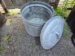 Brocante zinken wasemmer met deksel, Ophalen