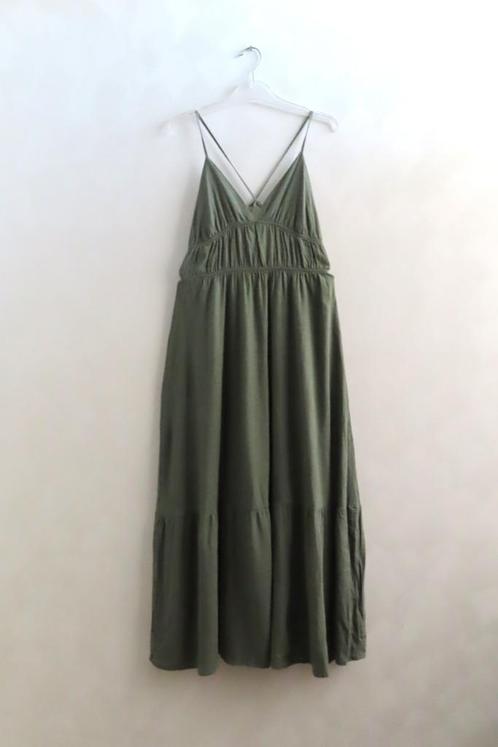 Jurk Lang Legergroen Shein mt S (R51), Kleding | Dames, Jurken, Zo goed als nieuw, Maat 36 (S), Groen, Onder de knie, Ophalen of Verzenden