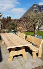 Zeer grote picknicktafel tuintafel balken sloophout op maat., Ophalen of Verzenden, Nieuw, Rechthoekig, Hout