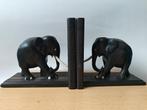 Houten Afrikaanse olifanten boekensteun houtsnijwerk beeld, Antiek en Kunst, Verzenden