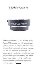TelePlus kenko c-af  / c af 1.4x teleplus pro 300 voor canon, Ophalen of Verzenden, Zo goed als nieuw, Telelens, Zoom