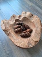 Houten schaal bowl teak, Ophalen, Gebruikt, Rond, Hout