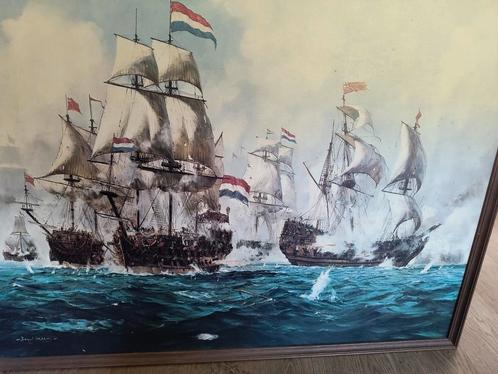 Slag om de schelde schilderij., Antiek en Kunst, Kunst | Schilderijen | Abstract, Ophalen of Verzenden