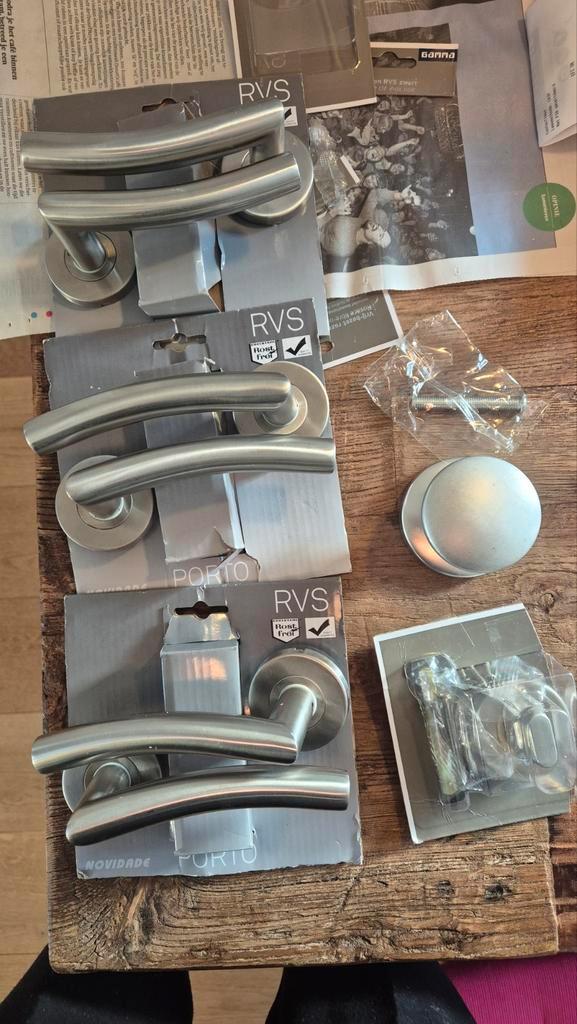 Set deurbeslag roestvrijstaal, Doe-het-zelf en Verbouw, Deuren en Horren, Binnendeur, Minder dan 200 cm, Ophalen