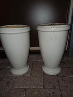 2 hoge geglazuurde bloempotten., Tuin en Terras, Bloempotten, Ophalen, Rond, Aardewerk, Minder dan 40 cm