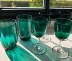 Oude gekleurde wijn en water glazen, Ophalen of Verzenden