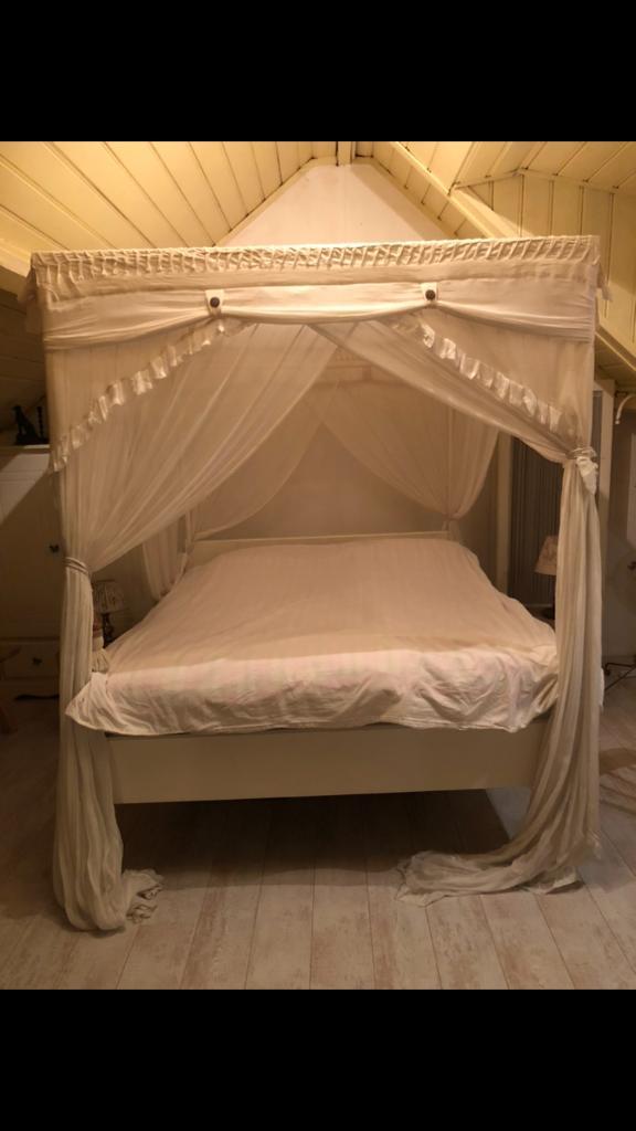 Hemelbed van Ikea met hemel en kwasten 160x200cm, Huis en Inrichting, Slaapkamer | Bedden, Zo goed als nieuw, Tweepersoons, 160 cm
