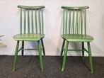 2x Vintage spijlstoelen  jaren 60/70 retro green chairs