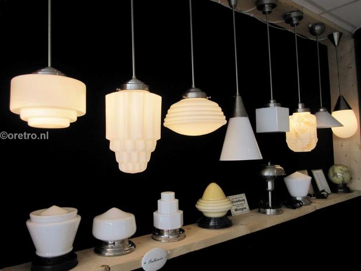 Art Deco hanglampen, Huis en Inrichting, Lampen | Hanglampen, Nieuw, Minder dan 50 cm, Glas, Metaal, Ophalen of Verzenden