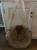 Rieten tas met leren details, Mand, Rond, Ophalen of Verzenden, Zo goed als nieuw