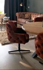 4 luxe draai eetkamerstoelen velvet brique, Huis en Inrichting, Stoelen, Ophalen, Gebruikt, Vier