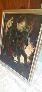 Krachtig schilderij arbeiders, gesigneerd., Ophalen