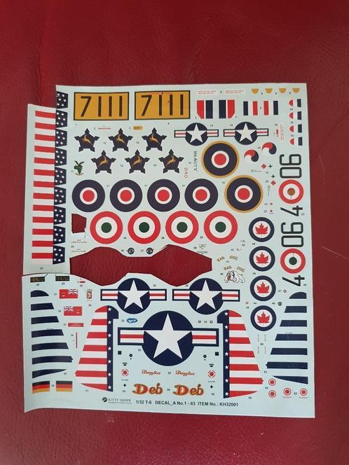 Decal set 1/32 North American T-6 Texan Harvard, Hobby en Vrije tijd, Modelbouw | Vliegtuigen en Helikopters, Gebruikt, Vliegtuig