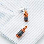 Leuke zilverkleurige manchetknopen met whisky fles, Verzenden, Nieuw, Overige materialen