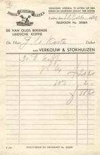 Leiden-oude factuur- Verkouw & Stokhuizen- Koffie - 1941, Gebruikt, Verzenden