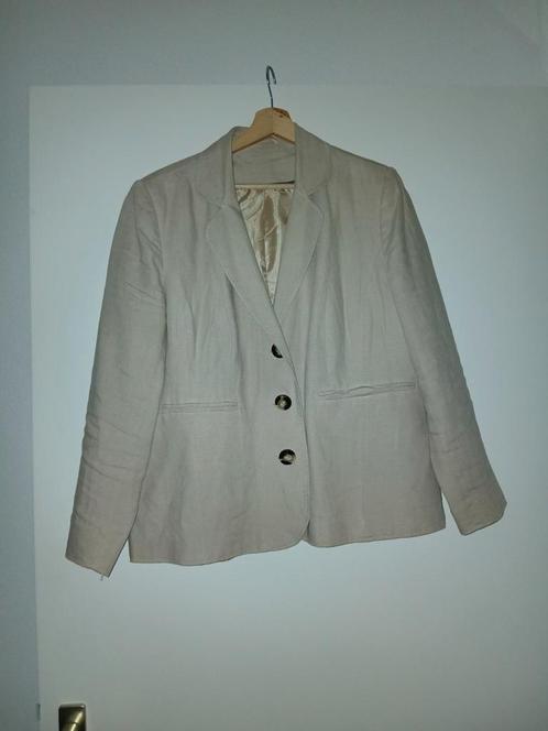 Dames Linnen colbert,  getailleerd kleur beige, maat 46, Kleding | Dames, Jasjes, Kostuums en Pakken, Zo goed als nieuw, Jasje