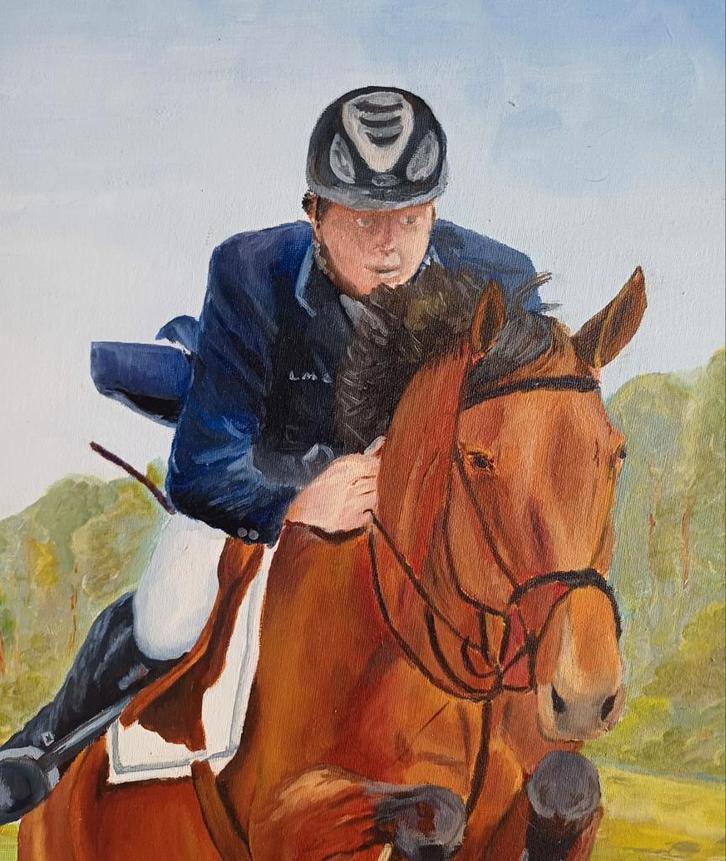 Jeroen Dubbeldam in olieverf, uniek schilderij, Antiek en Kunst, Kunst | Schilderijen | Klassiek, Ophalen of Verzenden