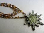 Mooie feestelijke ketting ster met kleine strass steentjes, Sieraden, Tassen en Uiterlijk, Kettingen, Overige materialen, Overige kleuren