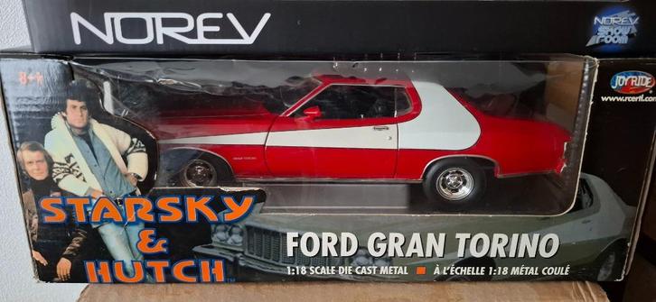 1.18  ford gran torino (starky and hutch), Hobby en Vrije tijd, Modelauto's | 1:18, Zo goed als nieuw, Auto, ERTL, Ophalen of Verzenden