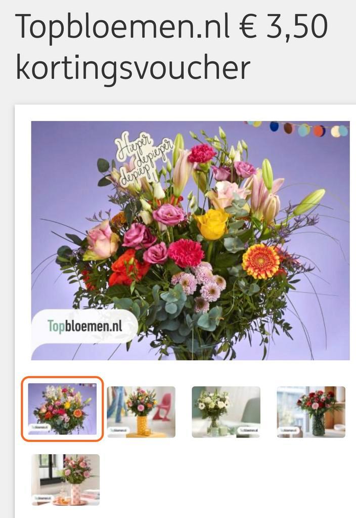 Topbloemen .nl € 3,50 kortingsvoucher, Tickets en Kaartjes, Kortingen en Cadeaubonnen