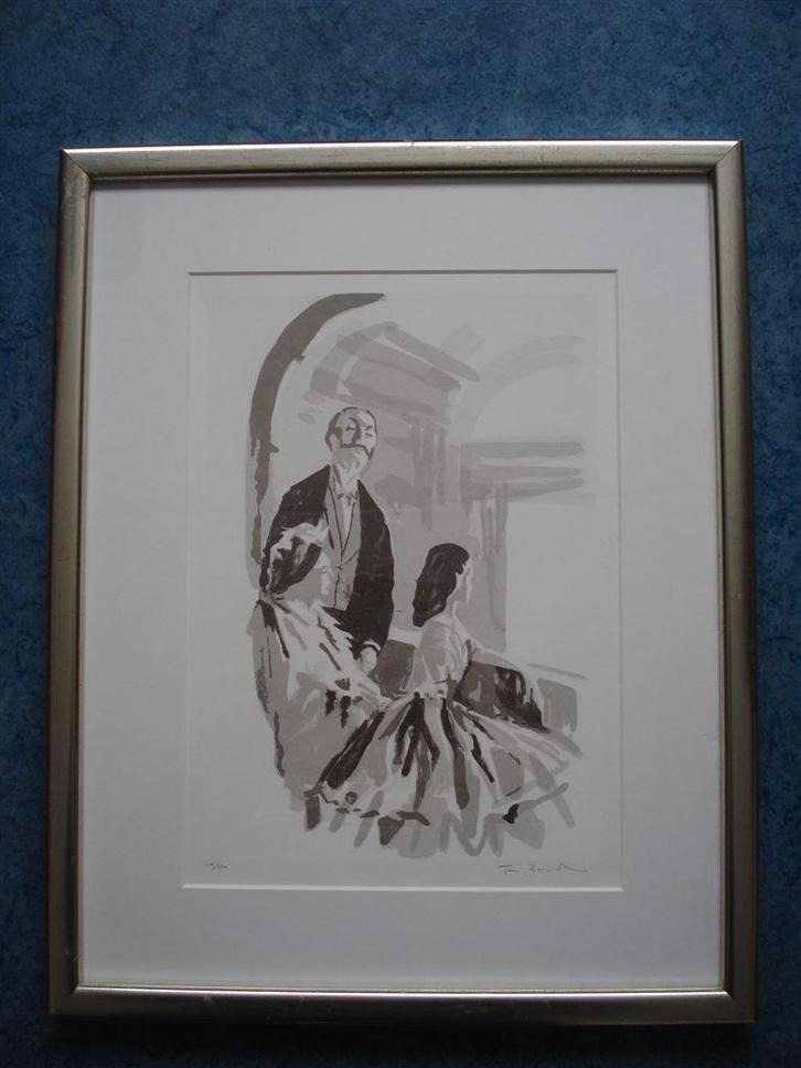 Zeefdruk, theater, signatuur onbekend, gelijst, Antiek en Kunst, Kunst | Litho's en Zeefdrukken, Ophalen